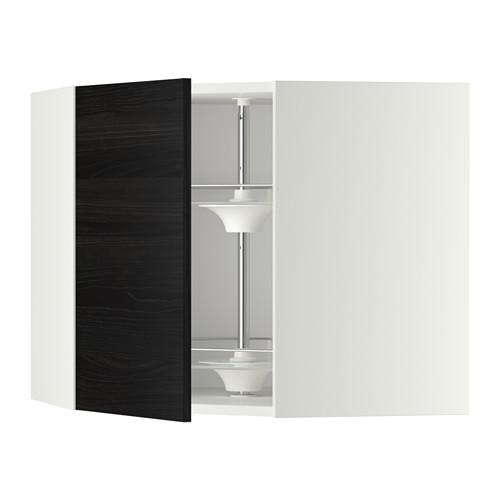 METOD угл нвсн шкф с вращающ секц белый/Тингсрид черный 67.5x67.5x60 cm