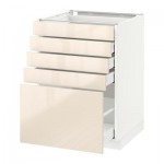 МЕТОД / МАКСИМЕРА Напольный шкаф с 5 ящиками - 60x60 см, Рингульт глянцевый кремовый, белый МЕТОД / МАКСИМЕРА Напольный шкаф с 5 ящиками - 60x60 см, Рингульт глянцевый кремовый, белый