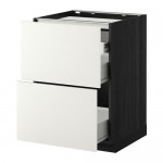 МЕТОД / ФОРВАРА Напольн шкаф/2 фронт пнл/3 ящика - под дерево черный, Хэггеби белый, 60x60 см