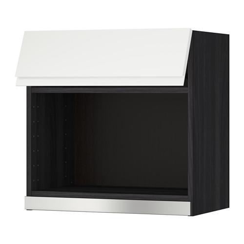 METOD навесной шкаф для СВЧ-печи черный/Воксторп белый 60x60 см