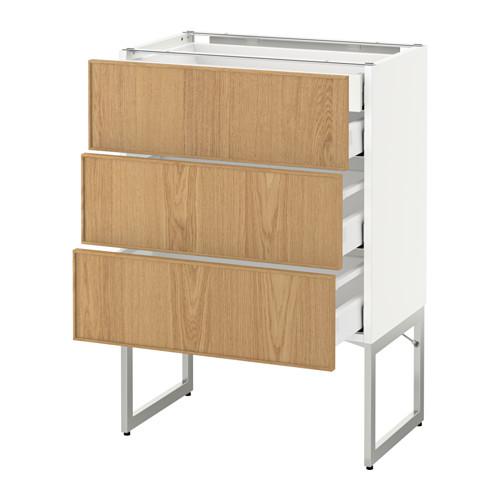 МЕТОД / МАКСИМЕРА Напольн шкаф 3фронт пнл/2низ/2ср ящ - белый, Экестад дуб, 60x37x60 см МЕТОД / МАКСИМЕРА Напольн шкаф 3фронт пнл/2низ/2ср ящ - белый, Экестад дуб, 60x37x60 см