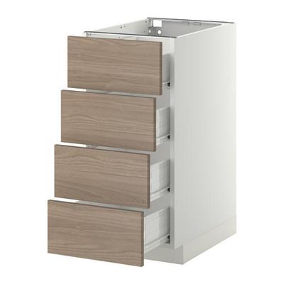 МЕТОД / ФОРВАРА Напольн шкаф 4 фронт панели/4 ящика - 40x60 см, Брокхульт под грецкий орех светло-серый, белый МЕТОД / ФОРВАРА Напольн шкаф 4 фронт панели/4 ящика - 40x60 см, Брокхульт под грецкий орех светло-серый, белый