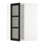 МЕТОД Углов навесн шк с полками/сткл дв - белый, Лерх черная морилка, 68x100 см МЕТОД Углов навесн шк с полками/сткл дв - белый, Лерх черная морилка, 68x100 см