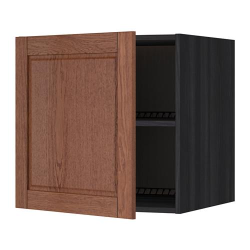МЕТОД Верх шкаф на холодильн/морозильн - под дерево черный, Филипстад коричневый, 60x60 см