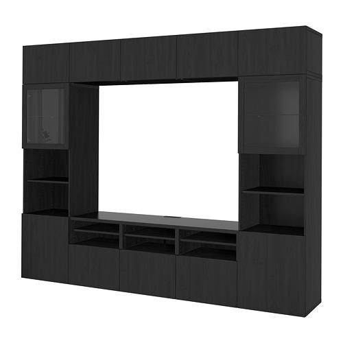 BESTÅ шкаф для ТВ, комбин/стеклян дверцы серый