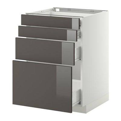 МЕТОД / ФОРВАРА Напольн шкаф 4 фронт панели/4 ящика - 60x60 см, Рингульт глянцевый серый, белый МЕТОД / ФОРВАРА Напольн шкаф 4 фронт панели/4 ящика - 60x60 см, Рингульт глянцевый серый, белый
