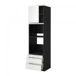 МЕТОД / МАКСИМЕРА Выс шкаф д/дхвк/комб дхвк+двр/3ящ - 60x60x220 см, Нодста белый/алюминий, под дерево черный МЕТОД / МАКСИМЕРА Выс шкаф д/дхвк/комб дхвк+двр/3ящ - 60x60x220 см, Нодста белый/алюминий, под дерево черный