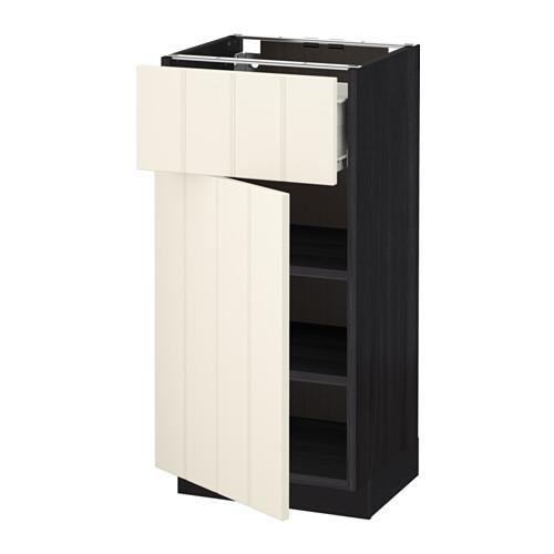 МЕТОД / ФОРВАРА Напольный шкаф с ящиком/дверью - 40x37 см, Хитарп белый с оттенком, под дерево черный МЕТОД / ФОРВАРА Напольный шкаф с ящиком/дверью - 40x37 см, Хитарп белый с оттенком, под дерево черный