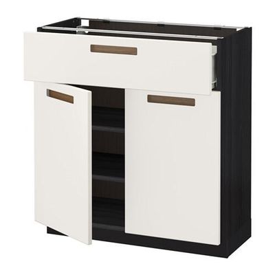 МЕТОД / ФОРВАРА Напольный шкаф+ящик/2дверцы - 80x37 см, Мэрста белый, под дерево черный МЕТОД / ФОРВАРА Напольный шкаф+ящик/2дверцы - 80x37 см, Мэрста белый, под дерево черный