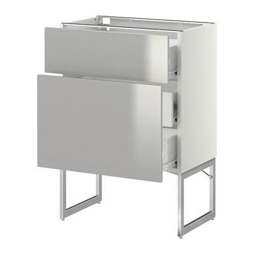 МЕТОД / ФОРВАРА Наполн шк 2 фрнт/3 средн ящ - 60x37x60 см, Гревста нержавеющ сталь, белый МЕТОД / ФОРВАРА Наполн шк 2 фрнт/3 средн ящ - 60x37x60 см, Гревста нержавеющ сталь, белый