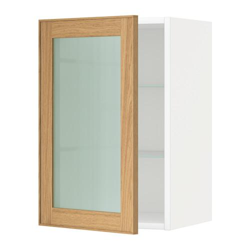 МЕТОД Навесной шкаф с полками/стекл дв - белый, Экестад дуб, 40x60 см МЕТОД Навесной шкаф с полками/стекл дв - белый, Экестад дуб, 40x60 см