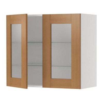ФАКТУМ Навесной шкаф с 2 стеклянн дверями - Эдель бук, 60x92 см
