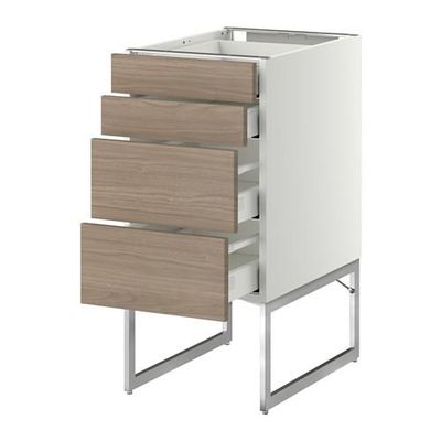 МЕТОД / МАКСИМЕРА Нплн шк 4 фронт/2 низк/2средн ящ - 40x60x60 см, Брокхульт под грецкий орех светло-серый, белый