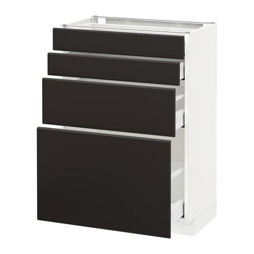 МЕТОД / МАКСИМЕРА Напольн шкаф 4 фронт панели/4 ящика - белый, Кунгсбакка антрацит, 60x37 см МЕТОД / МАКСИМЕРА Напольн шкаф 4 фронт панели/4 ящика - белый, Кунгсбакка антрацит, 60x37 см