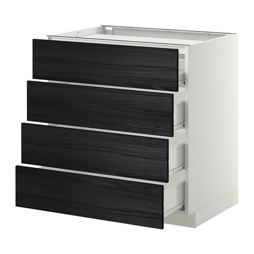 МЕТОД / ФОРВАРА Напольн шкаф/4фронт пнл/4ящика - белый, Тингсрид под дерево черный, 80x60 см
