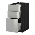 МЕТОД / ФОРВАРА Напольный шкаф с 3 ящиками - 40x60 см, Гревста нержавеющ сталь, под дерево черный МЕТОД / ФОРВАРА Напольный шкаф с 3 ящиками - 40x60 см, Гревста нержавеющ сталь, под дерево черный