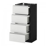 МЕТОД / ФОРВАРА Напольн шкаф 4 фронт панели/4 ящика - 40x37 см, Нодста белый/алюминий, под дерево черный