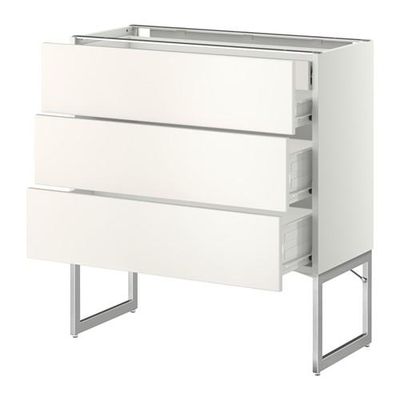 МЕТОД / ФОРВАРА Напольн шкаф 3фронт пнл/2низ/2ср ящ - 80x37x60 см, Веддинге белый, белый МЕТОД / ФОРВАРА Напольн шкаф 3фронт пнл/2низ/2ср ящ - 80x37x60 см, Веддинге белый, белый
