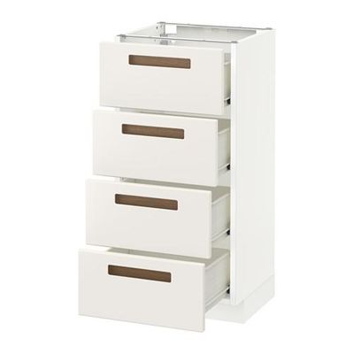 МЕТОД / ФОРВАРА Напольн шкаф 4 фронт панели/4 ящика - 40x37 см, Мэрста белый, белый