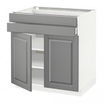 МЕТОД / МАКСИМЕРА Напольный шкаф/2дверцы/2ящика - белый, Будбин серый, 80x60 см