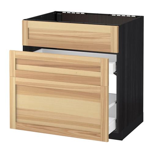 МЕТОД / МАКСИМЕРА Напольн шк п-мойку+3фрнт пнл/2ящ - под дерево черный, Торхэмн естественный ясень, 80x60 см МЕТОД / МАКСИМЕРА Напольн шк п-мойку+3фрнт пнл/2ящ - под дерево черный, Торхэмн естественный ясень, 80x60 см