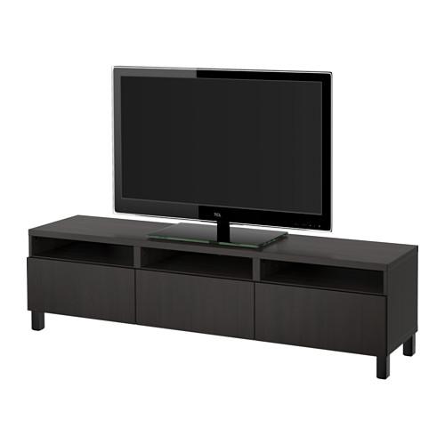 БЕСТО Тумба д/ТВ с ящиками - Лаппвикен черно-коричневый, направляющие ящика,нажимные