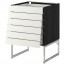 МЕТОД / МАКСИМЕРА Напольн шкаф 6фронт пнл/6 низ ящ - под дерево черный, Хэггеби белый, 60x60x60 см