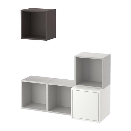 ЭКЕТ Комбинация настенных шкафов - белый/светло-серый/темно-серый