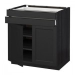 МЕТОД / МАКСИМЕРА Напольный шкаф/2дверцы/2ящика - 80x60 см, Лаксарби черно-коричневый, под дерево черный