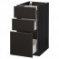 МЕТОД / ФОРВАРА Напольный шкаф с 3 ящиками - под дерево черный, Кунгсбакка антрацит, 40x60 см