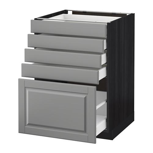 МЕТОД / МАКСИМЕРА Напольный шкаф с 5 ящиками - под дерево черный, Будбин серый, 60x60 см МЕТОД / МАКСИМЕРА Напольный шкаф с 5 ящиками - под дерево черный, Будбин серый, 60x60 см