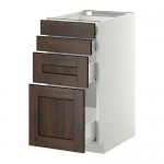 МЕТОД / ФОРВАРА Напольн шкаф 4 фронт панели/4 ящика - белый, Эдсерум под дерево коричневый, 40x60 см МЕТОД / ФОРВАРА Напольн шкаф 4 фронт панели/4 ящика - белый, Эдсерум под дерево коричневый, 40x60 см