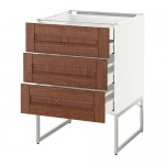 МЕТОД / МАКСИМЕРА Напольн шкаф 3фронт пнл/2низ/2ср ящ - белый, Филипстад коричневый, 60x60x60 см