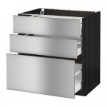 МЕТОД / МАКСИМЕРА Напольный шкаф с 3 ящиками - под дерево черный, Гревста нержавеющ сталь, 80x60 см МЕТОД / МАКСИМЕРА Напольный шкаф с 3 ящиками - под дерево черный, Гревста нержавеющ сталь, 80x60 см