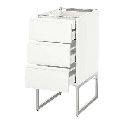 МЕТОД / МАКСИМЕРА Напольн шкаф 3фронт пнл/2низ/2ср ящ - белый, Воксторп белый, 40x60x60 см МЕТОД / МАКСИМЕРА Напольн шкаф 3фронт пнл/2низ/2ср ящ - белый, Воксторп белый, 40x60x60 см