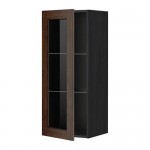 МЕТОД Навесной шкаф с полками/стекл дв - под дерево черный, Эдсерум под дерево коричневый, 40x100 см