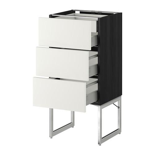 МЕТОД / МАКСИМЕРА Напольн шкаф 3фронт пнл/2низ/2ср ящ - под дерево черный, Хэггеби белый, 40x37x60 см МЕТОД / МАКСИМЕРА Напольн шкаф 3фронт пнл/2низ/2ср ящ - под дерево черный, Хэггеби белый, 40x37x60 см