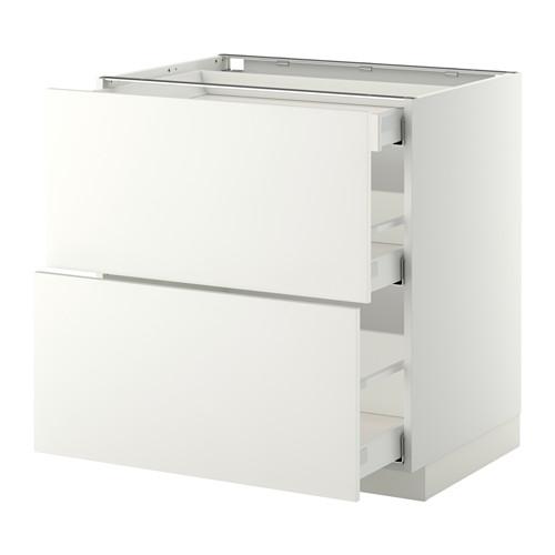 МЕТОД / МАКСИМЕРА Напольный шкаф/2фасада/3ящика - белый, Хэггеби белый, 80x60 см