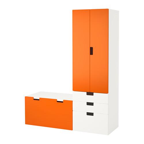 СТУВА Комбинация д/хранен со скамьей - белый/оранжевый