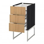 МЕТОД / МАКСИМЕРА Напольн шкаф 3фронт пнл/2низ/2ср ящ - под дерево черный, Экестад дуб, 40x60x60 см