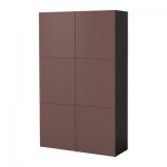 БЕСТО Комбинация для хранения с дверцами - черно-коричневый/сиреневый, 120x192 см