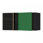 МЕТОД Шкаф навесной угловой - под дерево черный, Флэди зеленый