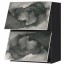 МЕТОД Навесной шкаф/2 дверцы, горизонтал - под дерево черный, Кальвиа с печатным рисунком, 60x80 см