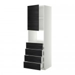 МЕТОД / ФОРВАРА Высок шкаф д/духовки/дверца/4ящика - белый, Тингсрид под дерево черный, 60x60x200 см