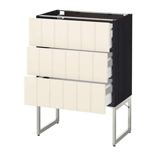 МЕТОД / МАКСИМЕРА Нплн шк 3 фрнт/3 средн ящика - под дерево черный, Хитарп белый с оттенком, 60x37x60 см