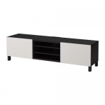 БЕСТО Тумба д/ТВ с ящиками - черно-коричневый/Лаппвикен светло-серый, направляющие ящика,нажимные БЕСТО Тумба д/ТВ с ящиками - черно-коричневый/Лаппвикен светло-серый, направляющие ящика,нажимные