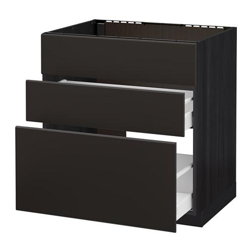 МЕТОД / МАКСИМЕРА Напольн шк п-мойку+3фрнт пнл/2ящ - под дерево черный, Кунгсбакка антрацит, 80x60 см МЕТОД / МАКСИМЕРА Напольн шк п-мойку+3фрнт пнл/2ящ - под дерево черный, Кунгсбакка антрацит, 80x60 см