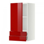 МЕТОД / ФОРВАРА Навесной шкаф с дверцей/2 ящика - 40x80 см, Рингульт глянцевый красный, белый МЕТОД / ФОРВАРА Навесной шкаф с дверцей/2 ящика - 40x80 см, Рингульт глянцевый красный, белый