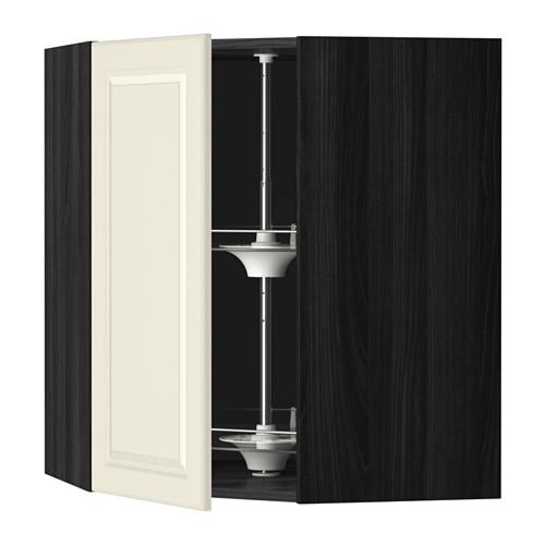 МЕТОД Угл нвсн шкф с вращающ секц - под дерево черный, Будбин белый с оттенком, 68x80 см