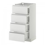 МЕТОД / ФОРВАРА Напольн шкаф 4 фронт панели/4 ящика - 40x37 см, Нодста белый/алюминий, белый